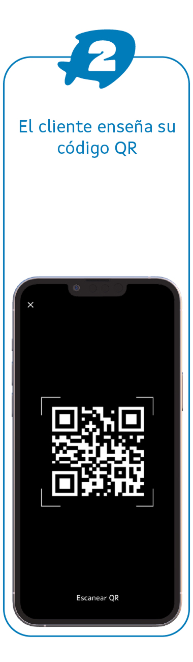 El cliente muestra su código QR